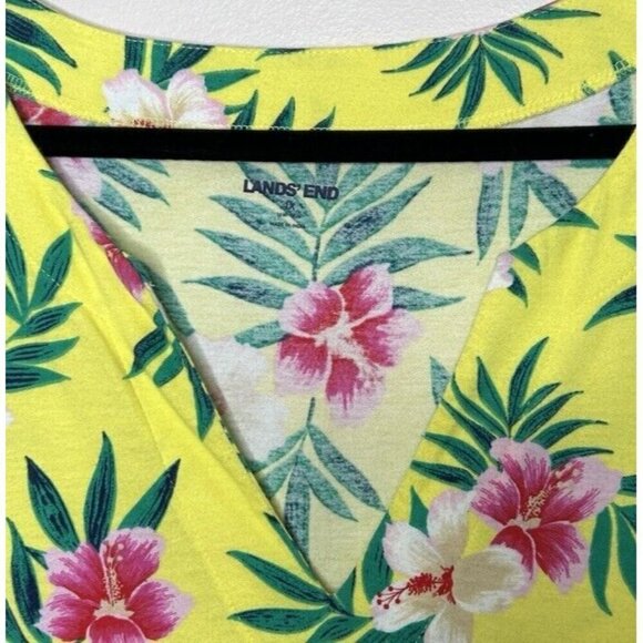 Land’s End Women’s Dress Cover Up 1X 16W-18W 100% Cotton Jersey Floral Pockets - Picture 5 of 12